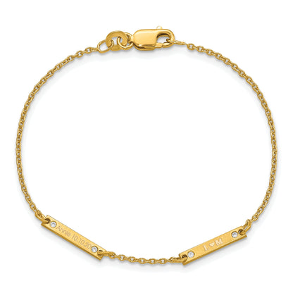 Gold Plated Brushed 2 Station Diamonds Bracelet