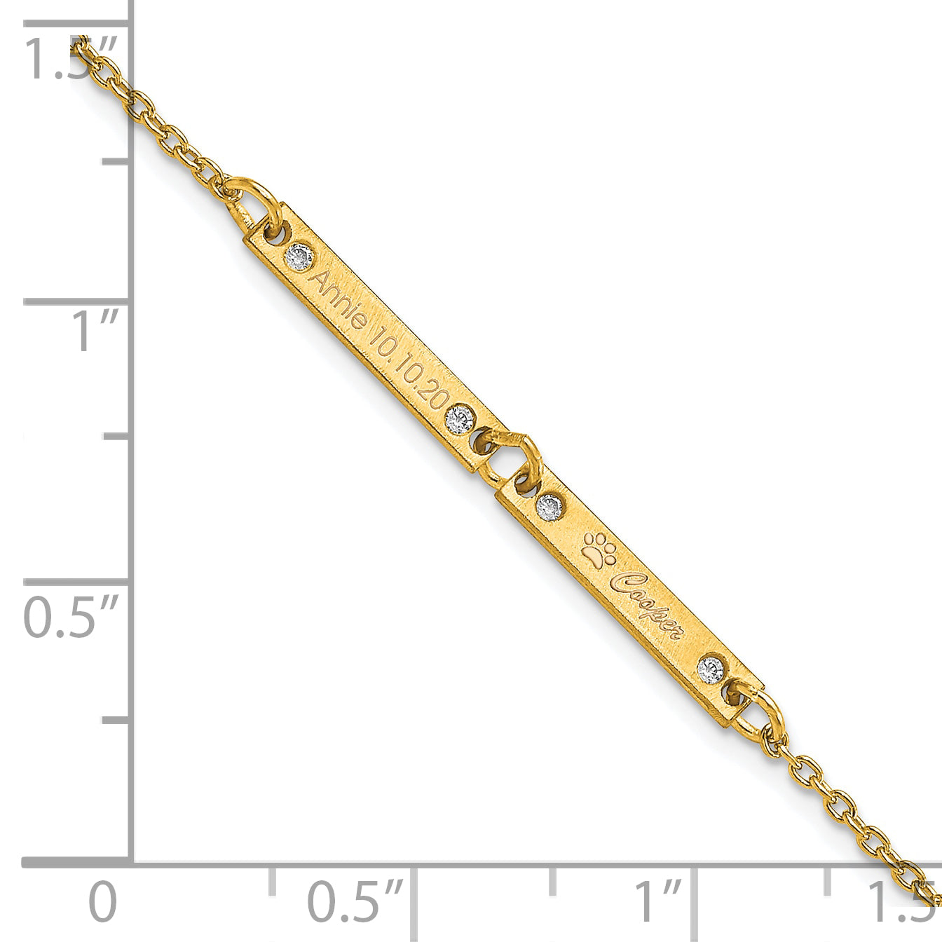 Gold Plated Brushed 2 Station Diamonds Bracelet