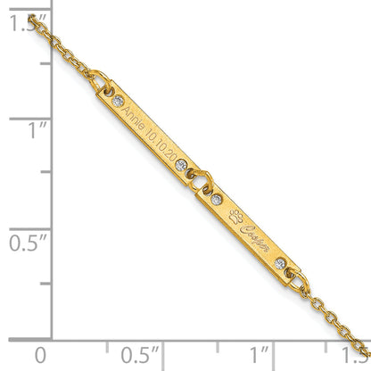 14K Yellow Gold Brushed 2 Station Diamonds Bracelet