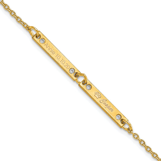 Gold Plated Brushed 2 Station Diamonds Bracelet