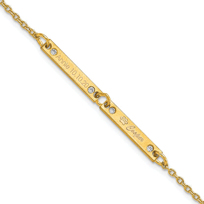 14K Yellow Gold Brushed 2 Station Diamonds Bracelet