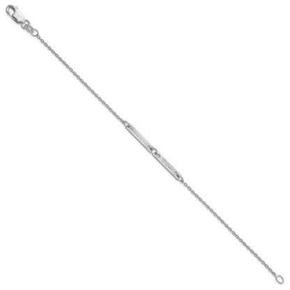 Sterling Silver Rhodium Plated Brushed 2 Station Diamonds Bracelet