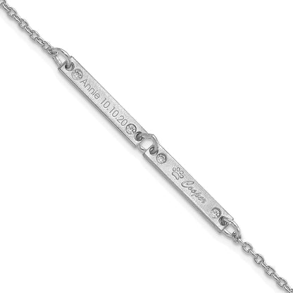 14K White Gold Brushed 2 Station Diamonds Bracelet