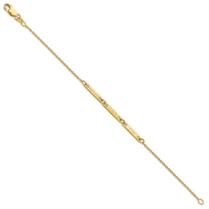 14K Yellow Gold Brushed 3 Station Diamonds Bracelet