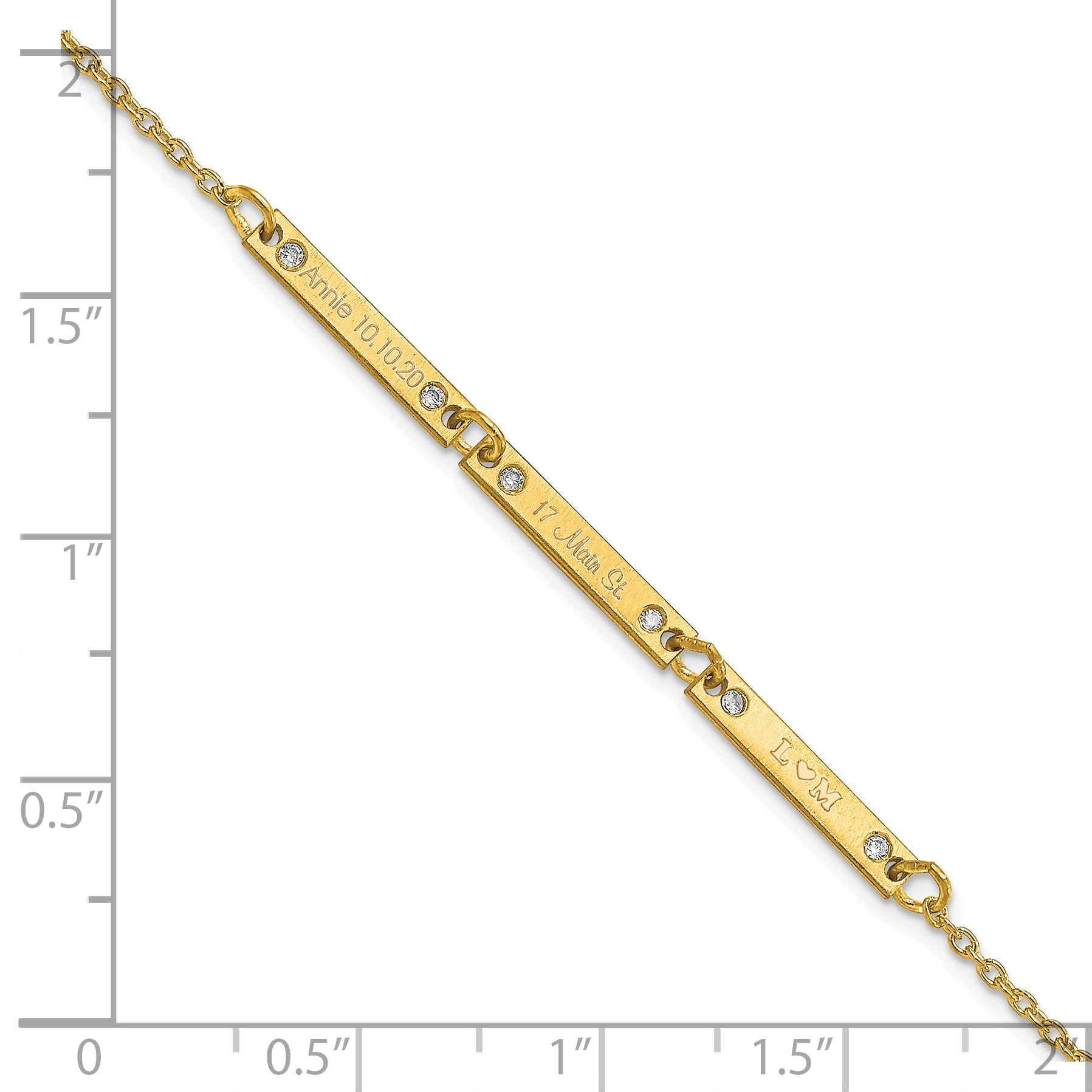 Gold Plated Brushed 3 Station Diamonds Bracelet