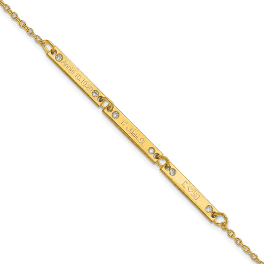 Gold Plated Brushed 3 Station Diamonds Bracelet