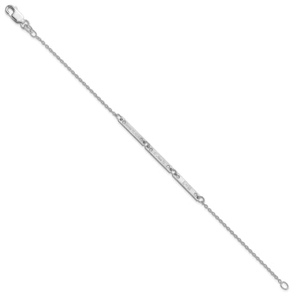 Sterling Silver Rhodium Plated Brushed 3 Station Diamonds Bracelet