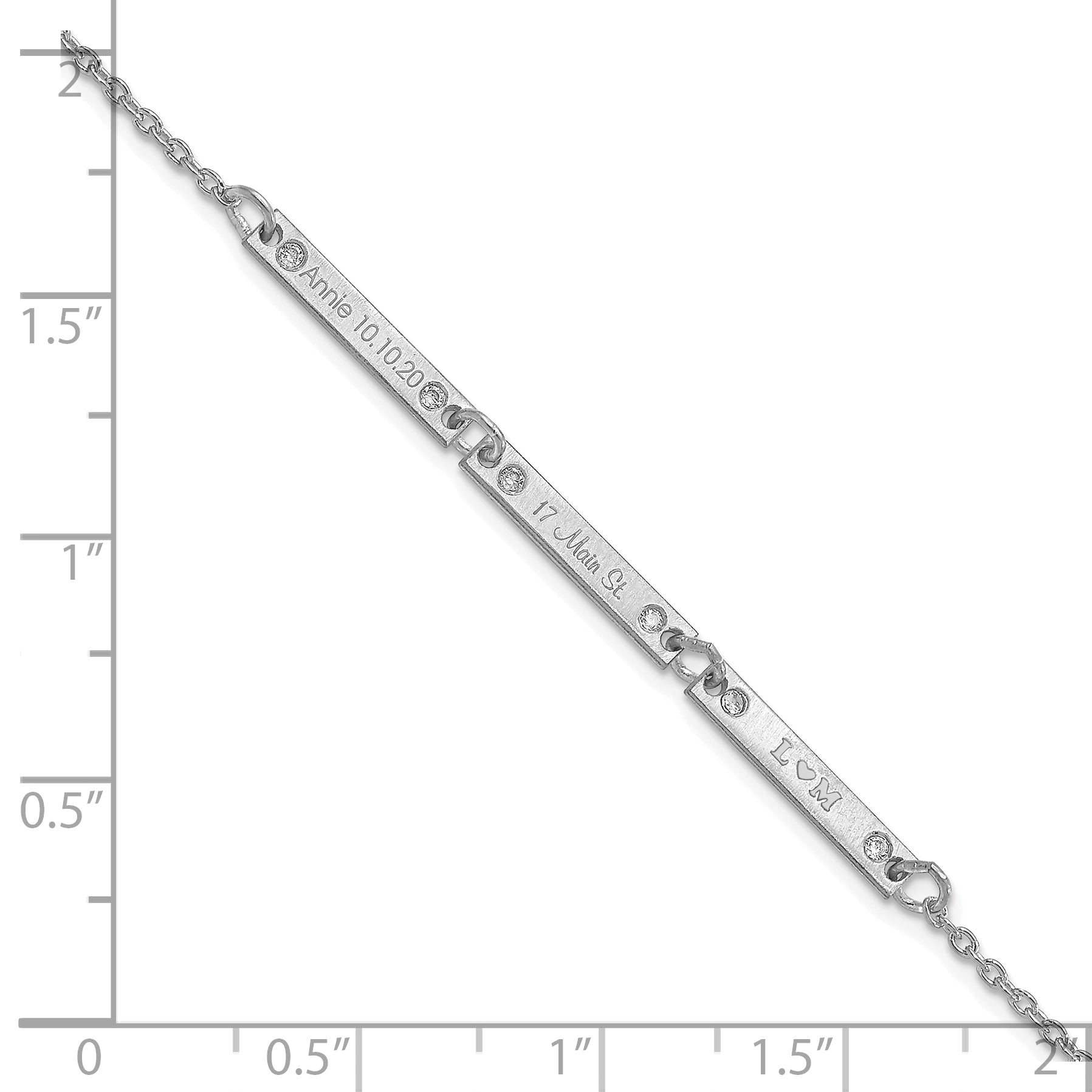 14K White Gold Brushed 3 Station Diamonds Bracelet