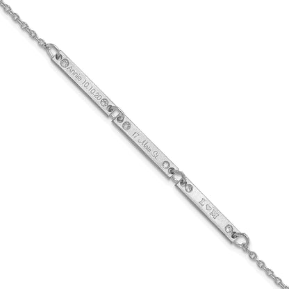 14K White Gold Brushed 3 Station Diamonds Bracelet