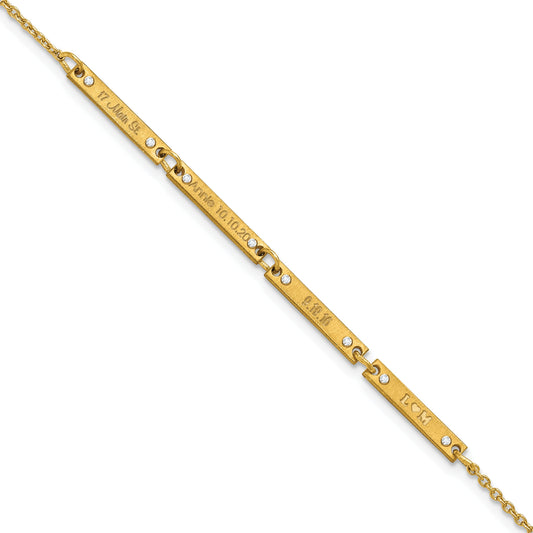 14K Yellow Gold Brushed 4 Station Diamonds Bracelet