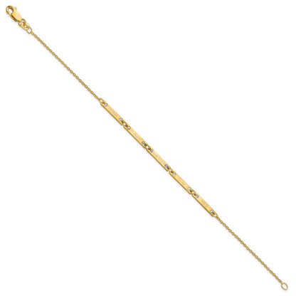 Gold Plated Brushed 5 Station Diamonds Bracelet