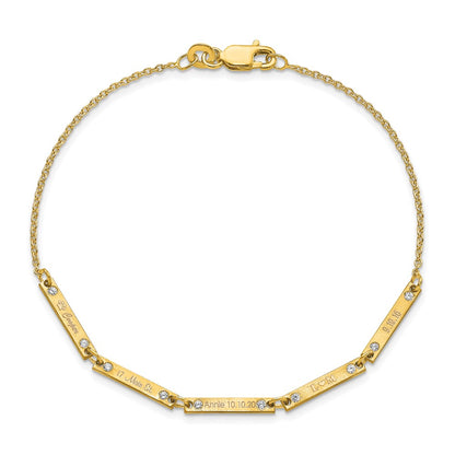 Gold Plated Brushed 5 Station Diamonds Bracelet
