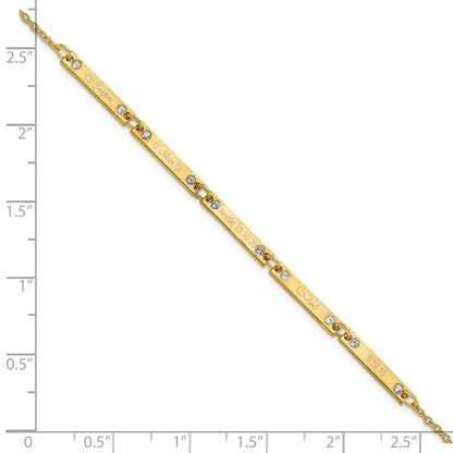 14K Yellow Gold Brushed 5 Station Diamonds Bracelet