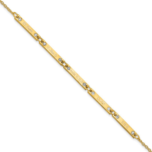 Gold Plated Brushed 5 Station Diamonds Bracelet