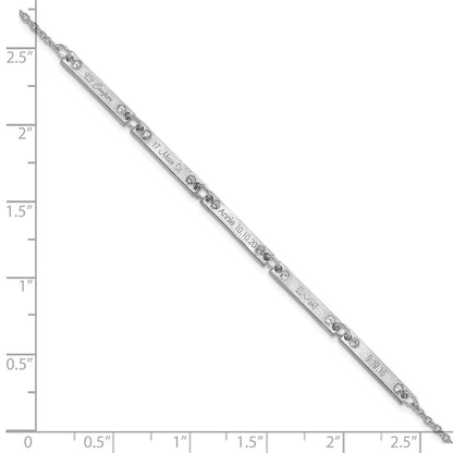 Sterling Silver Rhodium Plated Brushed 5 Station Diamonds Bracelet