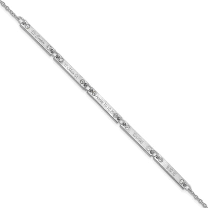 14K White Gold Brushed 5 Station Diamonds Bracelet