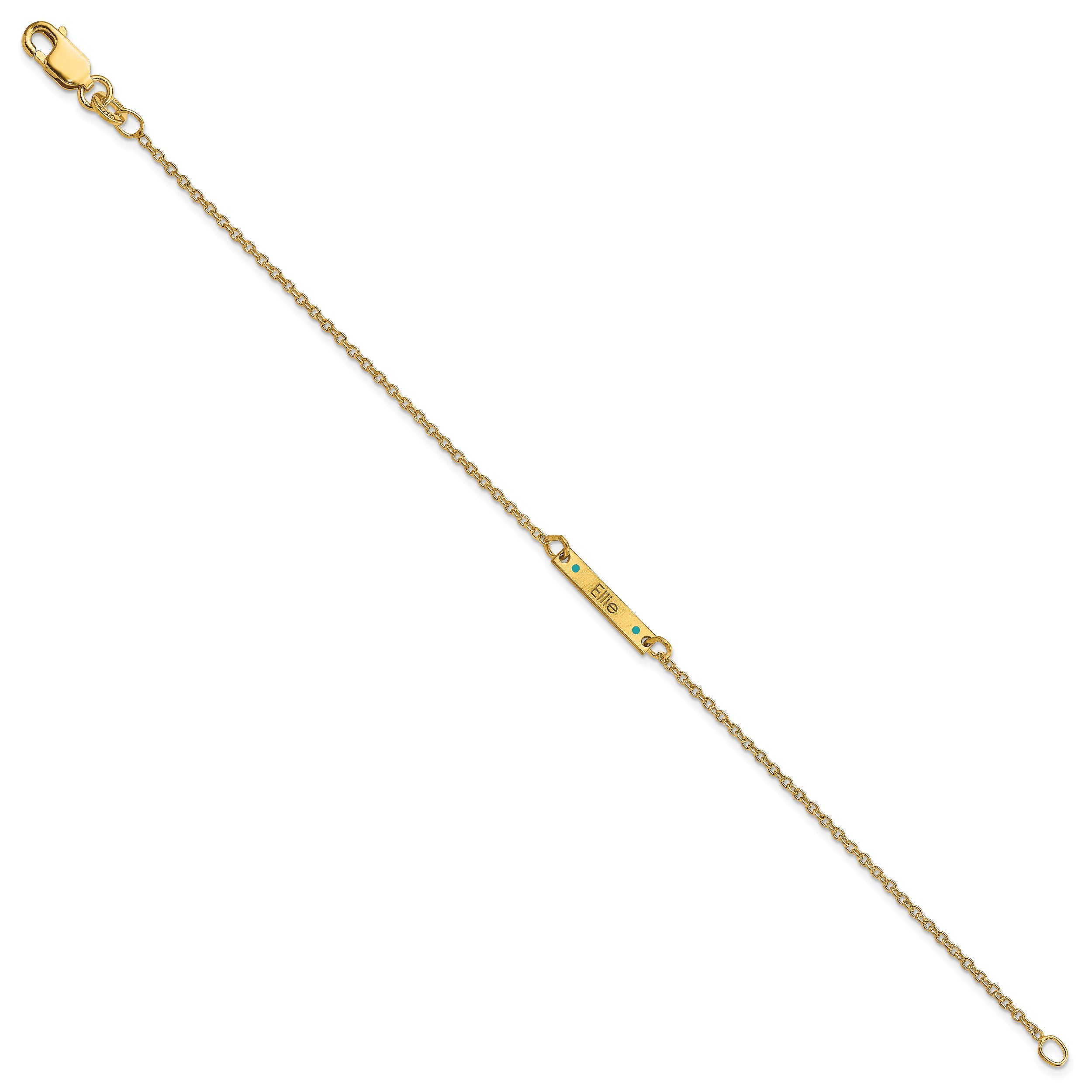 14K Yellow Gold Brushed 1 Station Epoxy Dots Bracelet