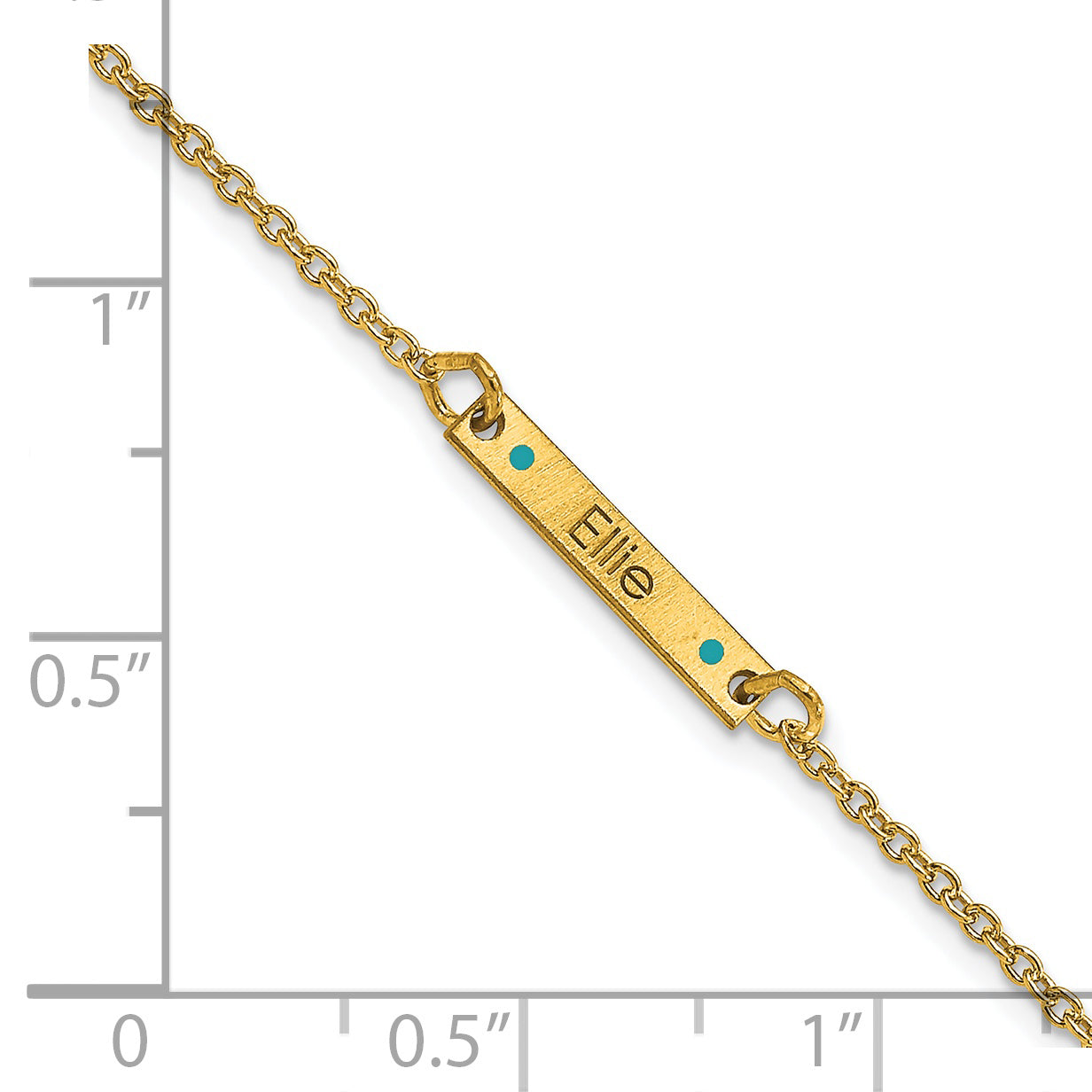 14K Yellow Gold Brushed 1 Station Epoxy Dots Bracelet