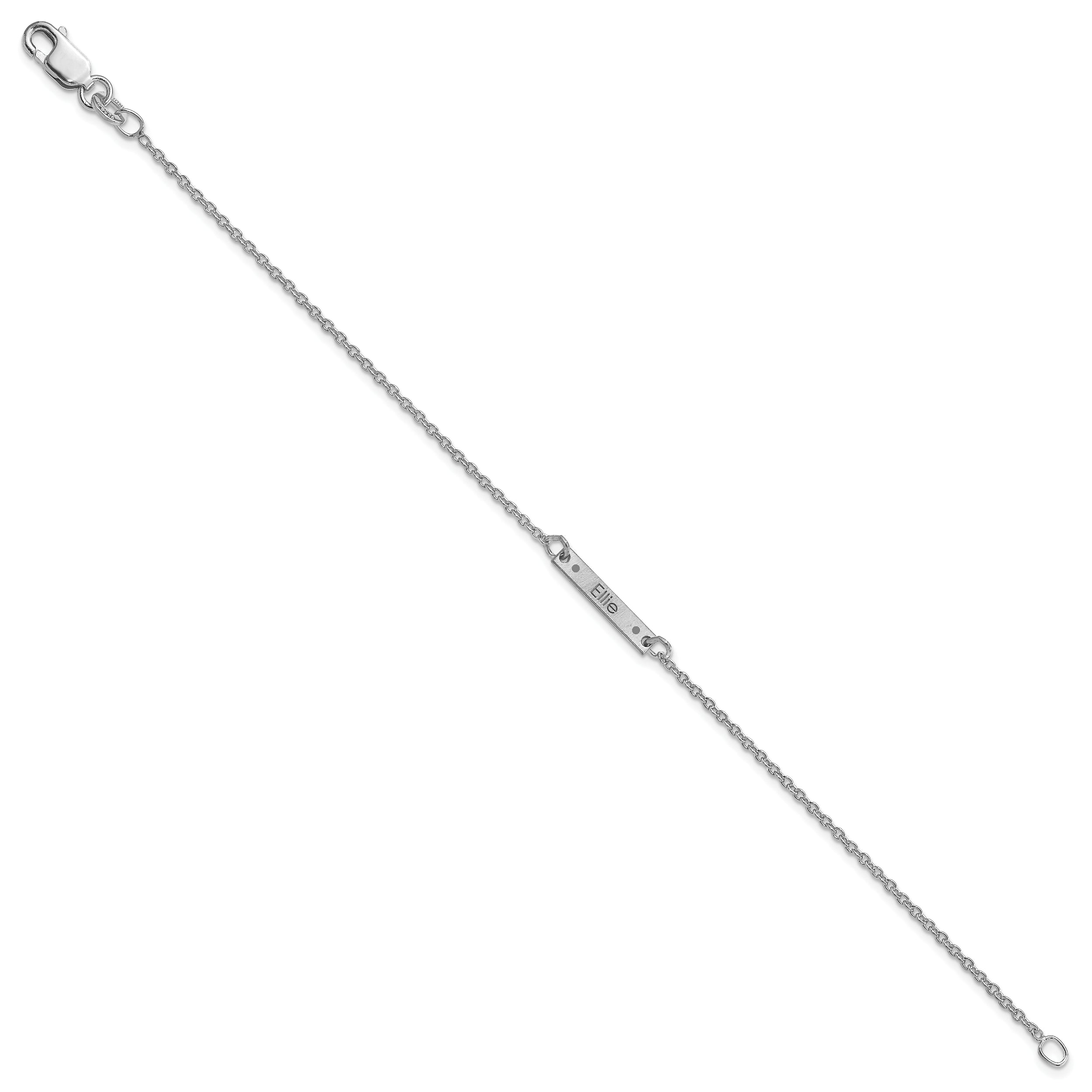 14K White Gold Brushed 1 Station Epoxy Dots Bracelet