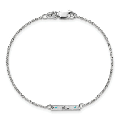 Sterling Silver Rhodium Plated Brushed 1 Station Epoxy Dots Bracelet