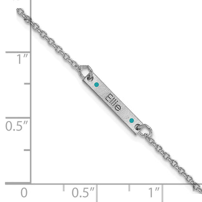 14K White Gold Brushed 1 Station Epoxy Dots Bracelet