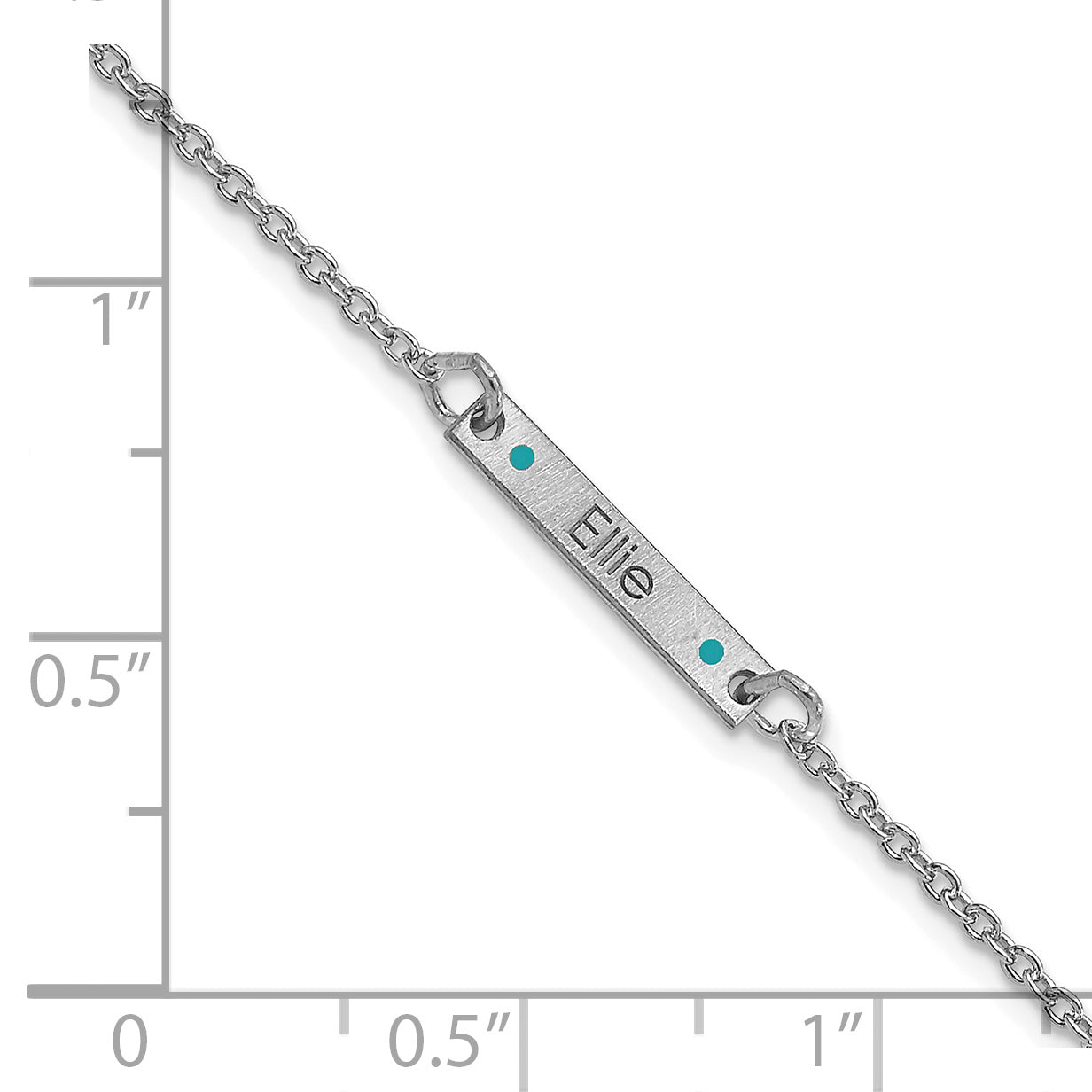 Sterling Silver Rhodium Plated Brushed 1 Station Epoxy Dots Bracelet