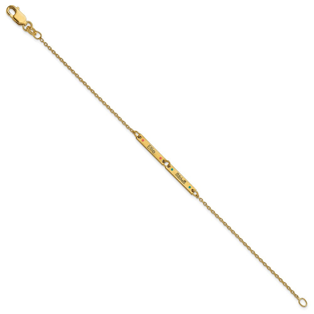 Gold Plated Brushed 2 Station Epoxy Dots Bracelet