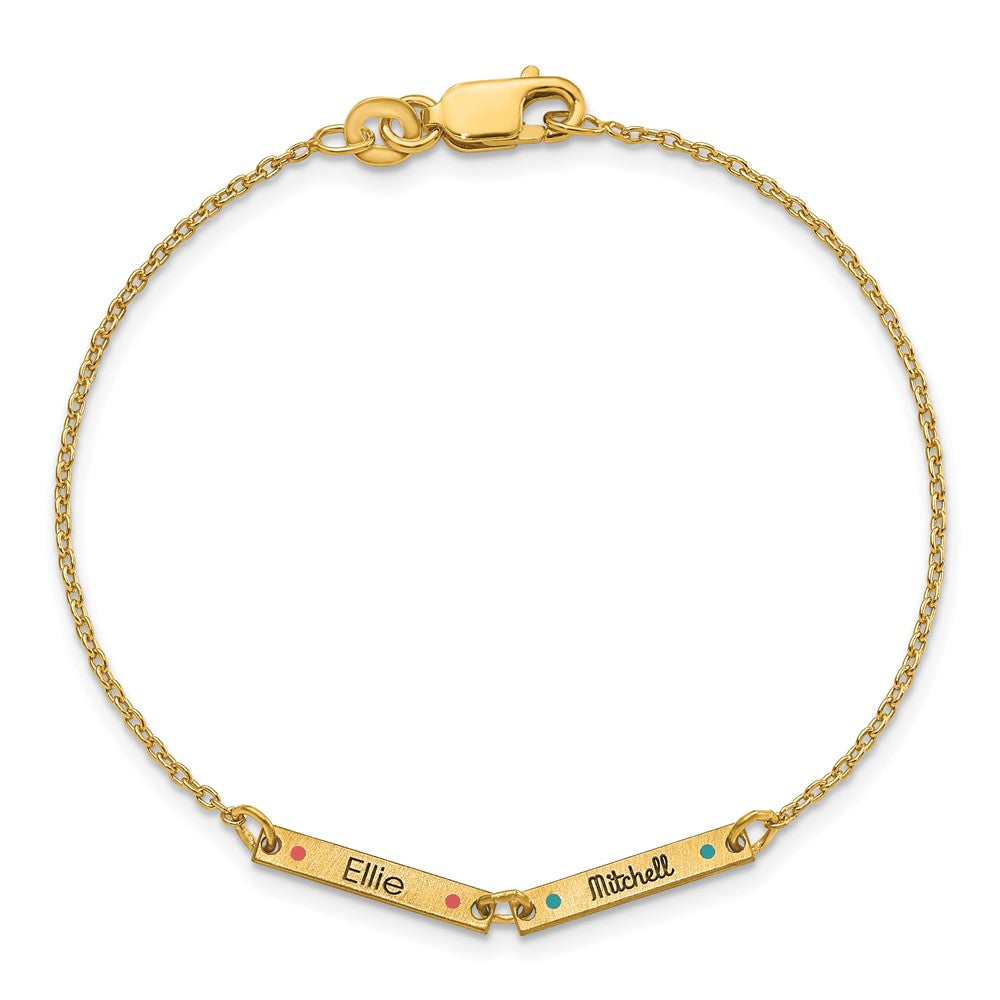 Gold Plated Brushed 2 Station Epoxy Dots Bracelet