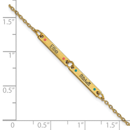 Gold Plated Brushed 2 Station Epoxy Dots Bracelet