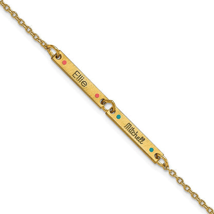 Gold Plated Brushed 2 Station Epoxy Dots Bracelet
