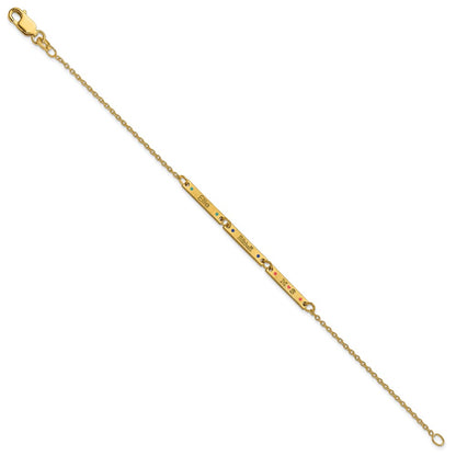 14K Yellow Gold Brushed 3 Station Epoxy Dots Bracelet