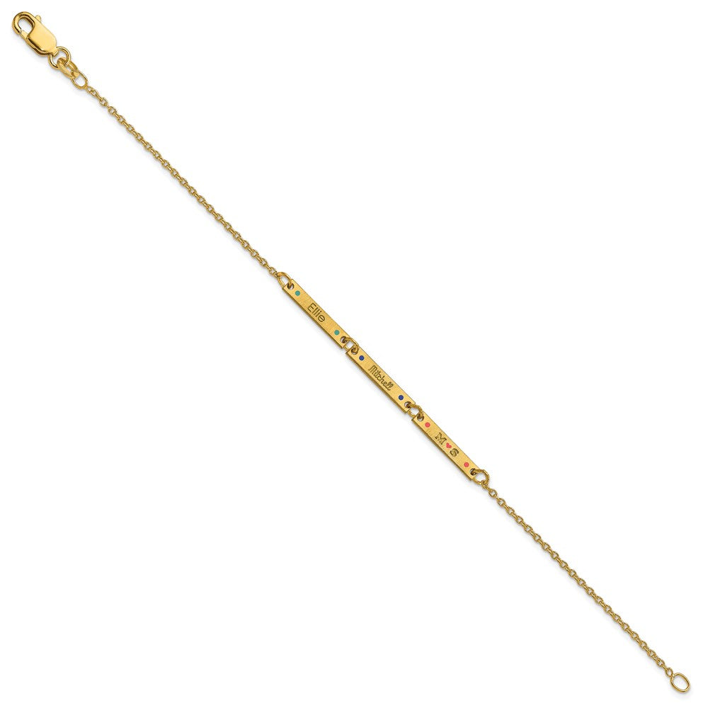 Gold Plated Brushed 3 Station Epoxy Dots Bracelet