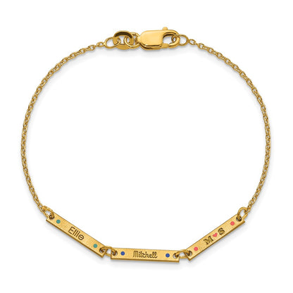 Gold Plated Brushed 3 Station Epoxy Dots Bracelet