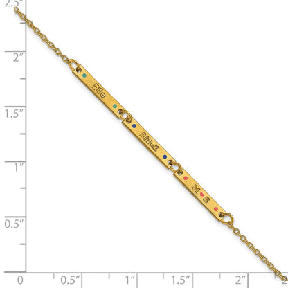 14K Yellow Gold Brushed 3 Station Epoxy Dots Bracelet