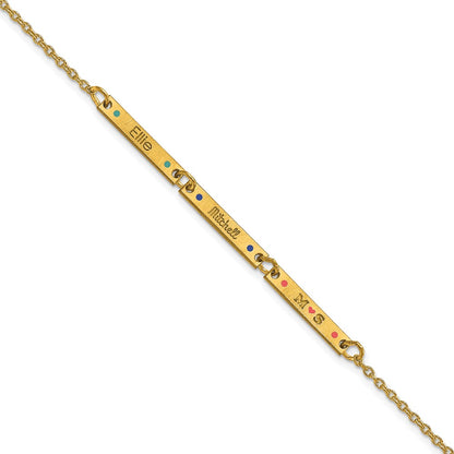 Gold Plated Brushed 3 Station Epoxy Dots Bracelet