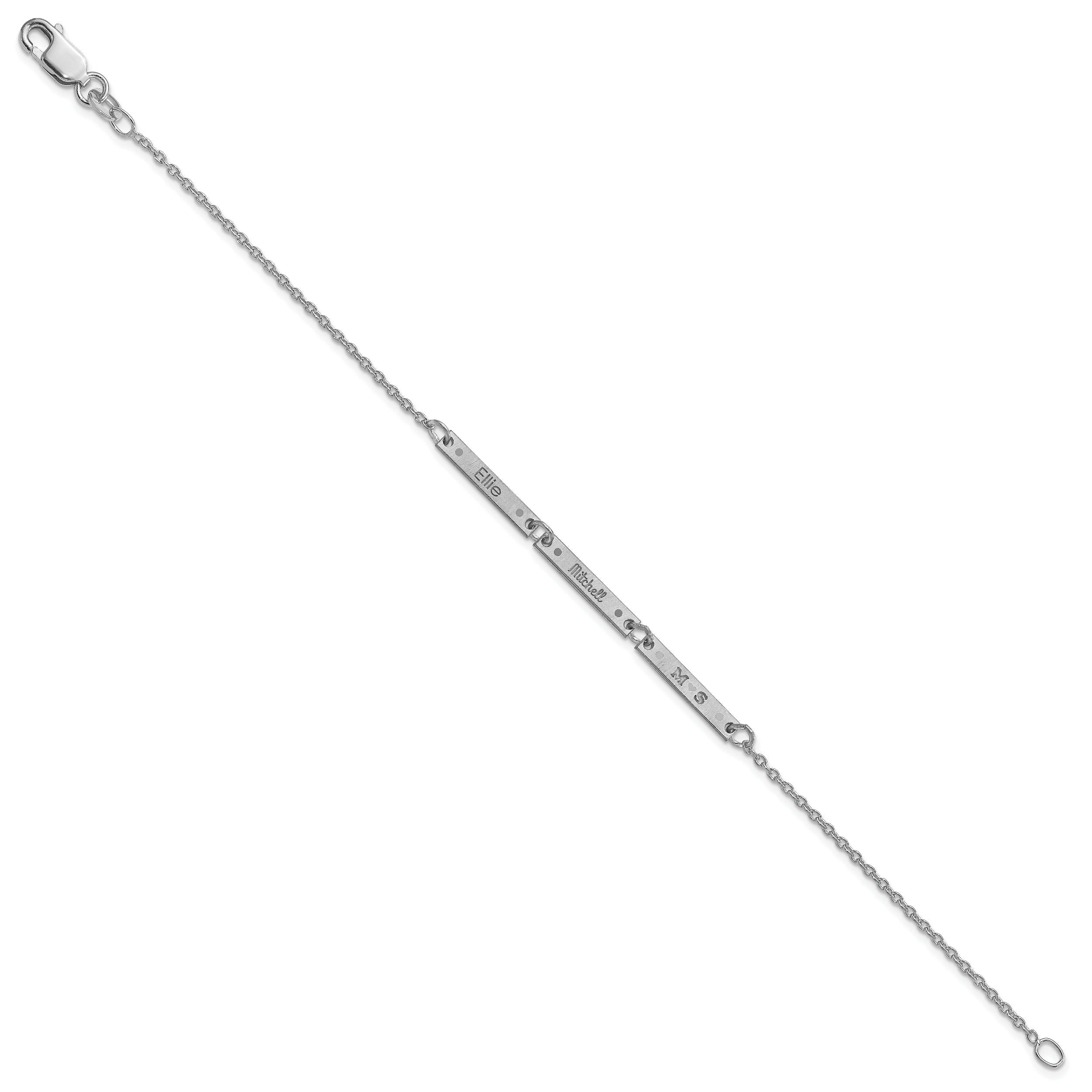 14K White Gold Brushed 3 Station Epoxy Dots Bracelet