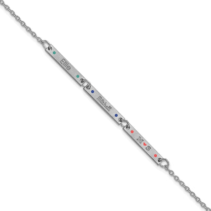 14K White Gold Brushed 3 Station Epoxy Dots Bracelet