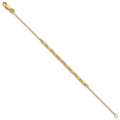 14K Yellow Gold Brushed 4 Station Epoxy Dots Bracelet