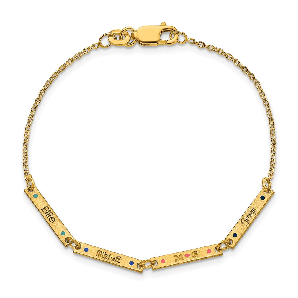 Gold Plated Brushed 4 Station Epoxy Dots Bracelet