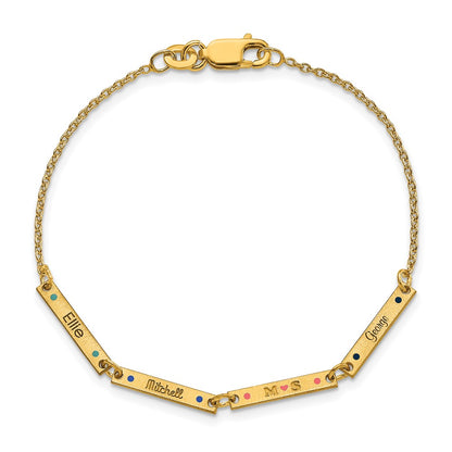 Gold Plated Brushed 4 Station Epoxy Dots Bracelet