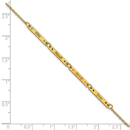 Gold Plated Brushed 4 Station Epoxy Dots Bracelet