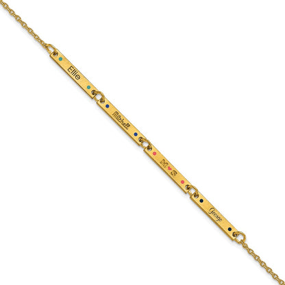 14K Yellow Gold Brushed 4 Station Epoxy Dots Bracelet