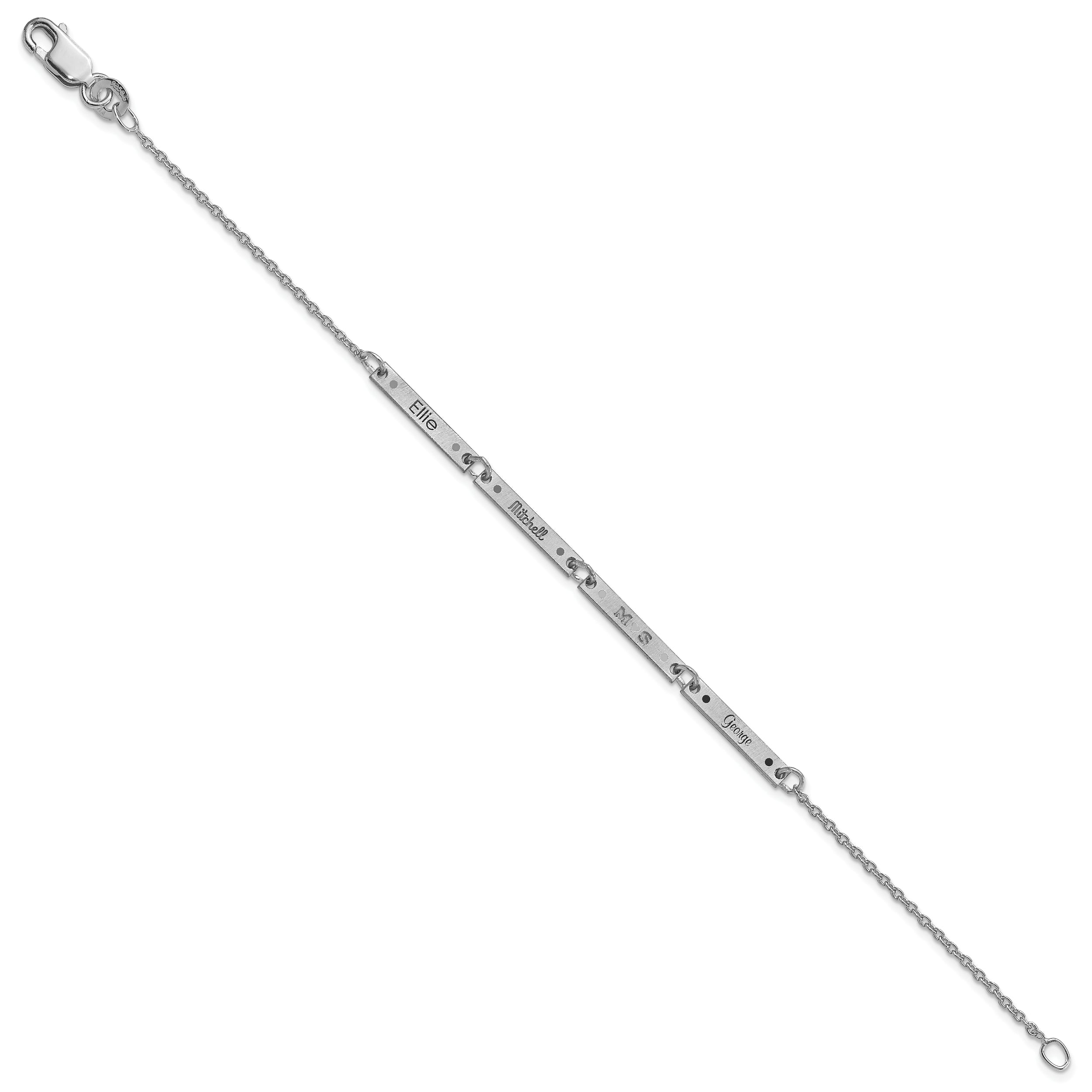 Sterling Silver Rhodium Plated Brushed 4 Station Epoxy Dots Bracelet