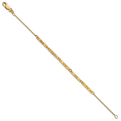 Gold Plated Brushed 5 Station Epoxy Dots Bracelet