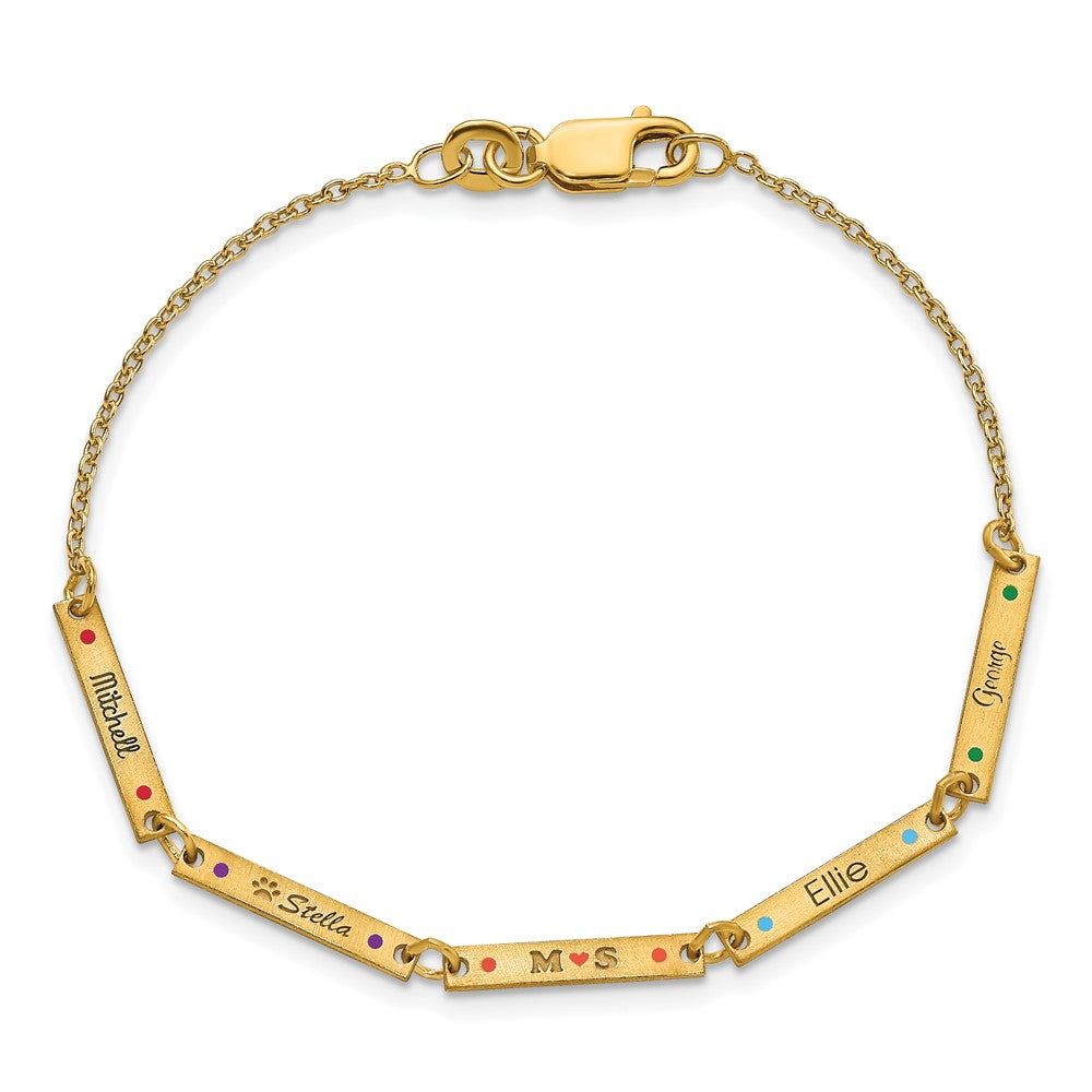 Gold Plated Brushed 5 Station Epoxy Dots Bracelet