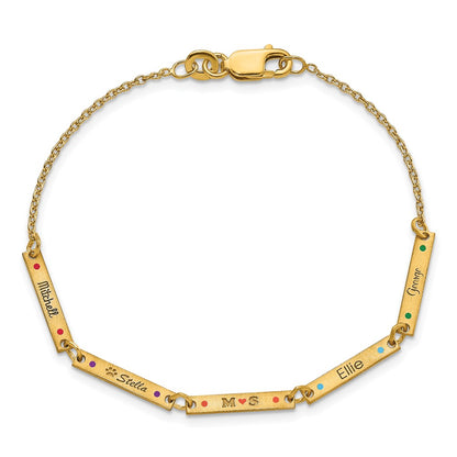Gold Plated Brushed 5 Station Epoxy Dots Bracelet