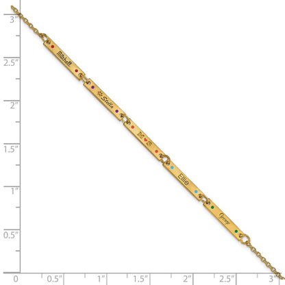 Gold Plated Brushed 5 Station Epoxy Dots Bracelet