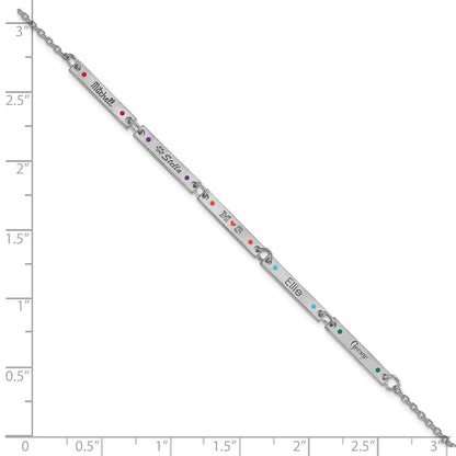 14K White Gold Brushed 5 Station Epoxy Dots Bracelet