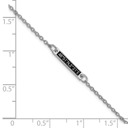 Sterling Silver Silver/Rhodium Plated Brushed 1 Station Epoxy Bracelet
