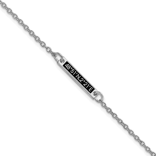 14K White Gold Brushed 1 Station Epoxy Bracelet